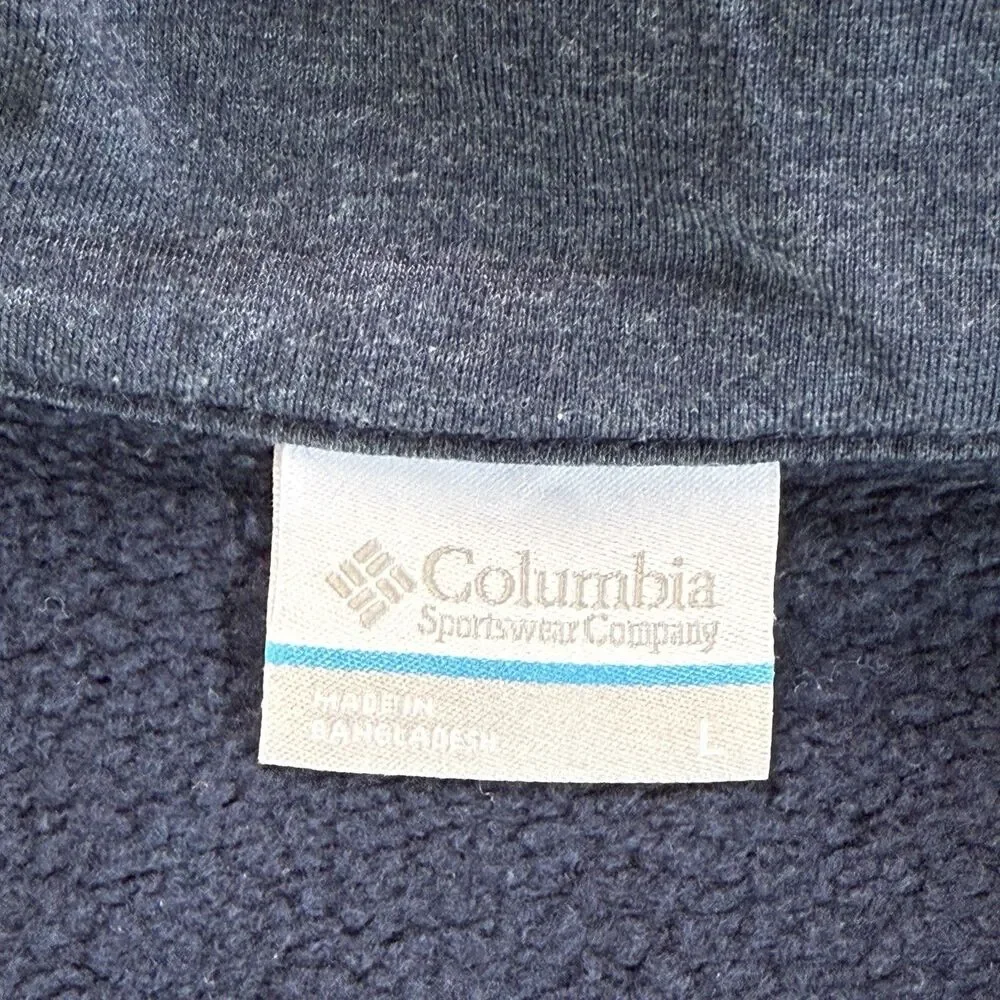 Columbia Sweater Men Large 1/4 Zip Fleece Pullover Blue Mock Neck Jacket